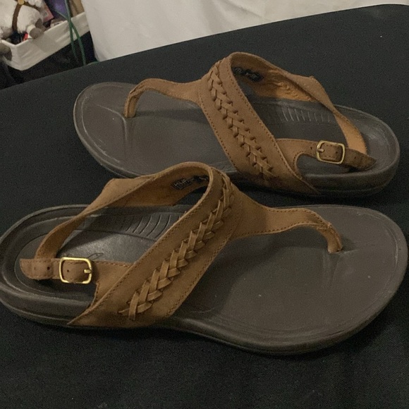 KURU LETTI Women's SIZE 10 BROWN THONG Sandals ANKLE STRAP BRAID DESIGN CLEAN - Picture 6 of 12